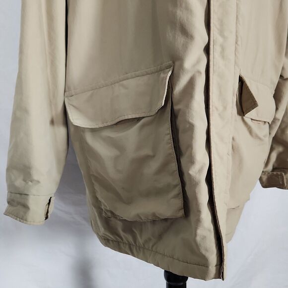 Lands End Barn Coat Mens XL Tan Zip Made in USA Flannel Lined Jacket Outerwear - Picture 4 of 13